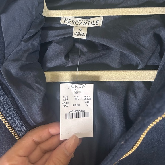 J. Crew mercantile wool navy blue faux fur hooded coat - Picture 13 of 13